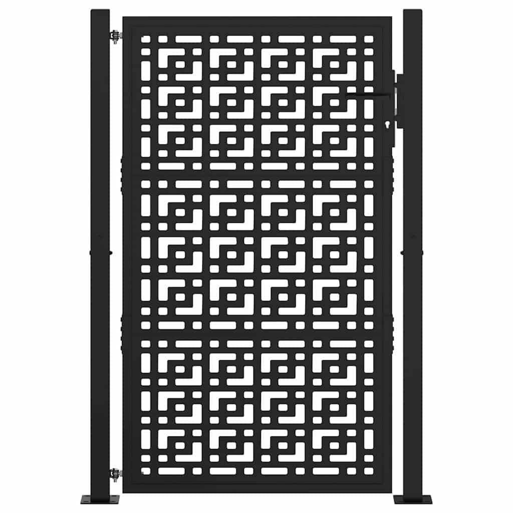 vidaXL Poartă de grădină neagră 105x155 cm Design în cruce de oțel