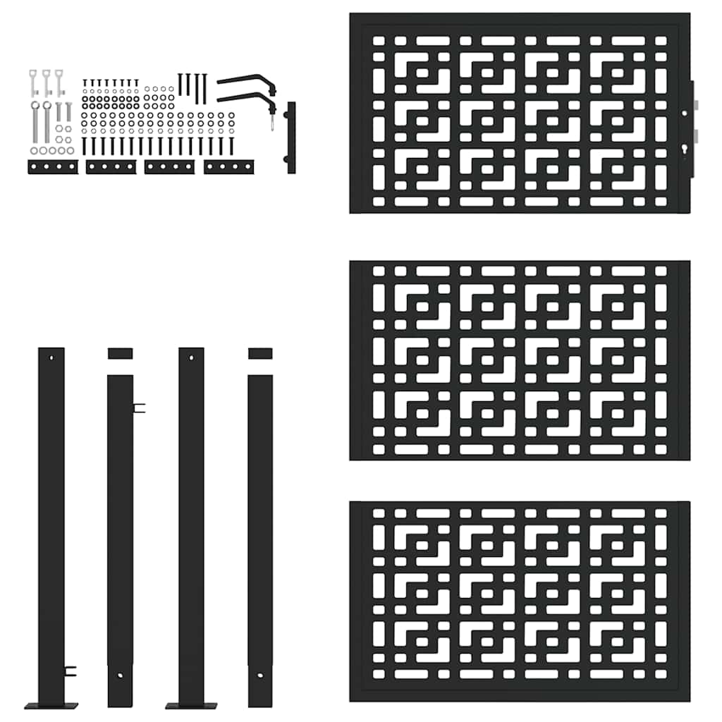 vidaXL Poartă de grădină neagră 105x155 cm Design în cruce de oțel