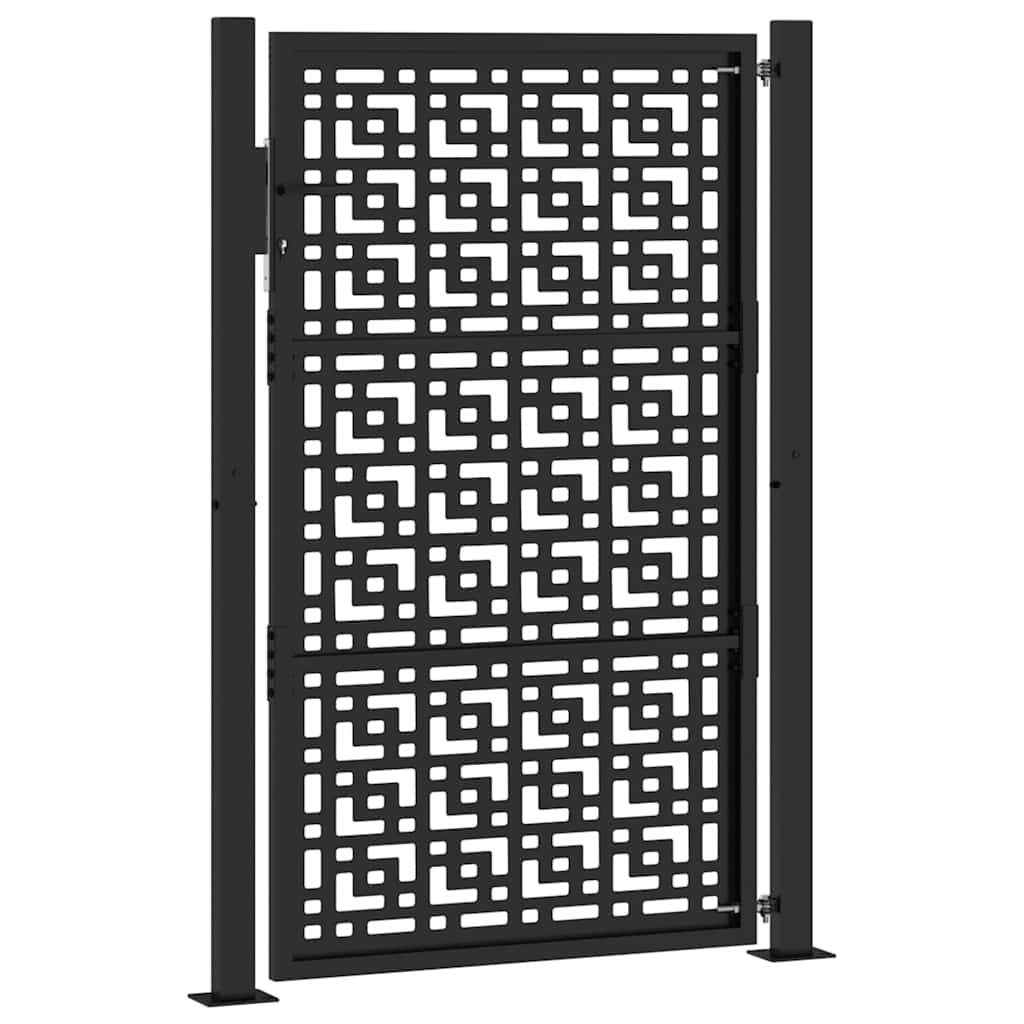 vidaXL Poartă de grădină neagră 105x155 cm Design în cruce de oțel