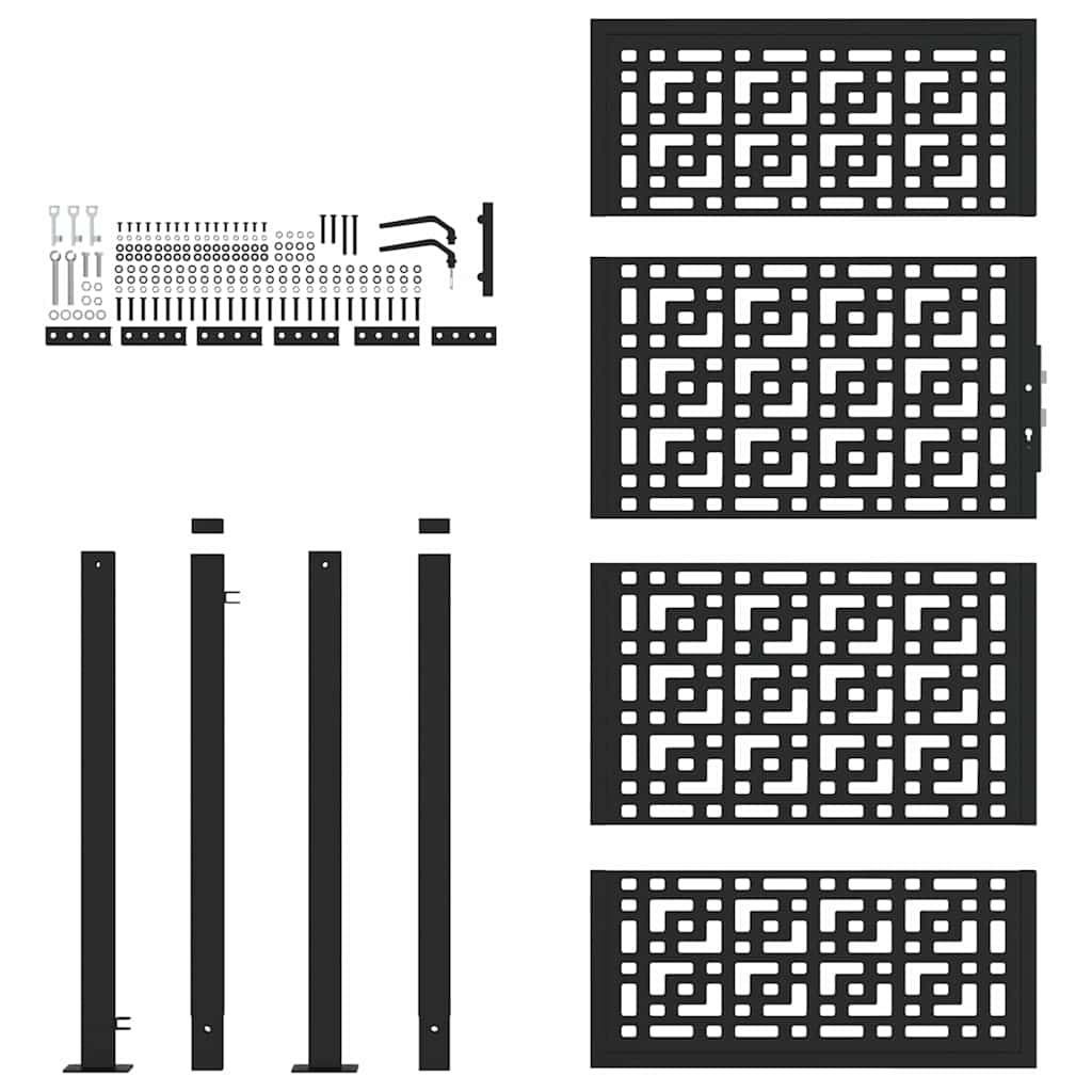 vidaXL Poarta de gradina neagra 105x180 cm Design cruce de otel vidaXL Poarta de gradina neagra 105x180 cm Design cruce de otel