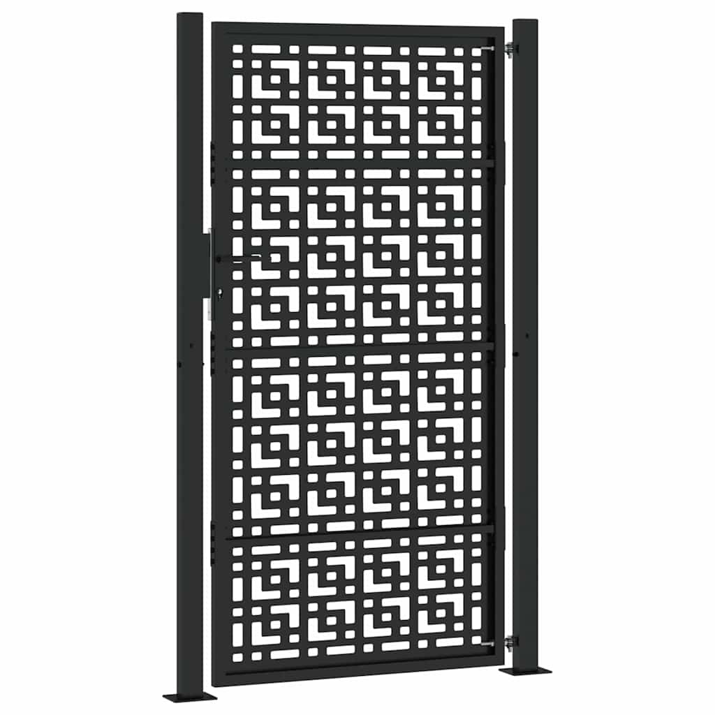 vidaXL Poarta de gradina neagra 105x180 cm Design cruce de otel vidaXL Poarta de gradina neagra 105x180 cm Design cruce de otel