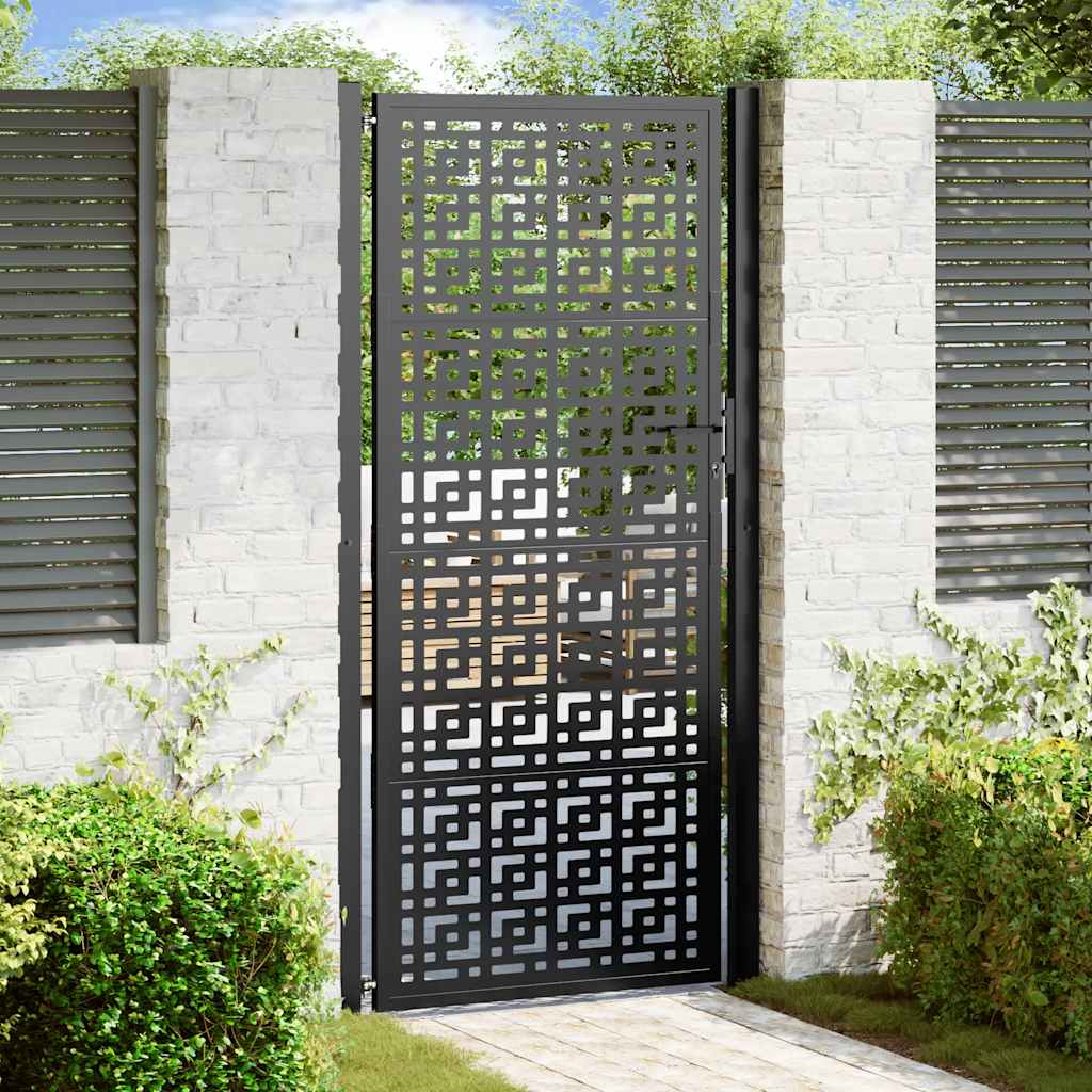 vidaXL Poarta de gradina neagra 105x205 cm Design cruce de otel vidaXL Poarta de gradina neagra 105x205 cm Design cruce de otel