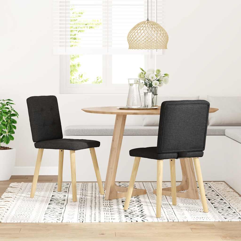vidaXL Scaune de bucătărie, 2 buc. negru, textil vidaXL Scaune de bucătărie, 2 buc. negru, textil