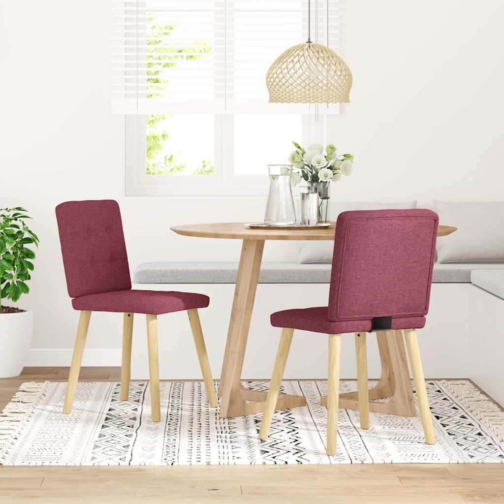 vidaXL Scaune de bucătărie, 2 buc., roșu vin, material textil vidaXL Scaune de bucătărie, 2 buc., roșu vin, material textil