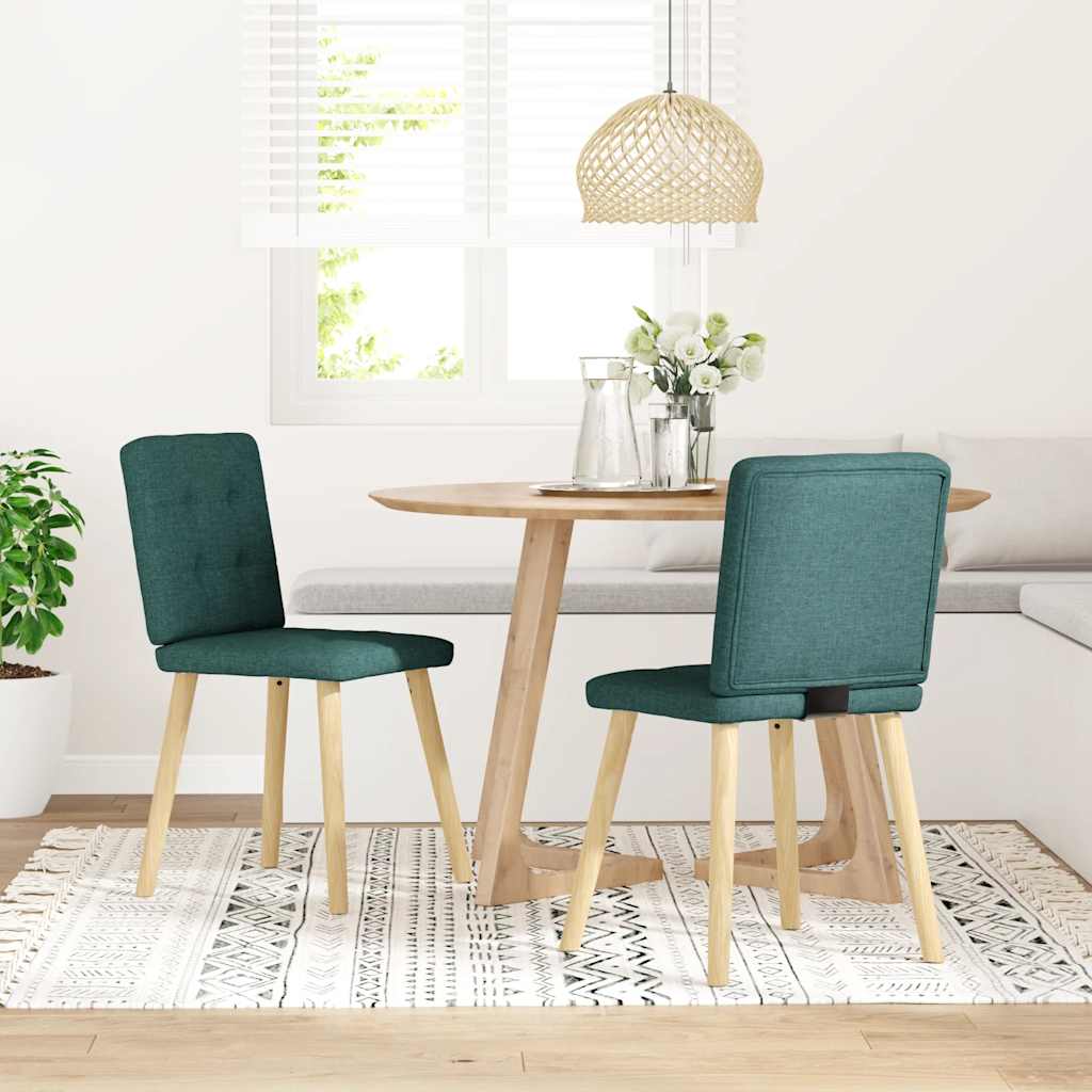 vidaXL Scaune de bucătărie, 2 buc., verde închis, material textil vidaXL Scaune de bucătărie, 2 buc., verde închis, material textil