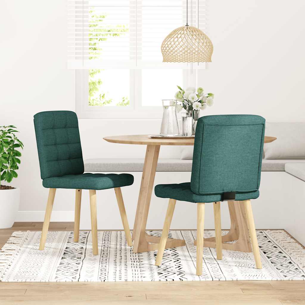vidaXL Scaune de bucătărie, 2 buc., verde închis, material textil vidaXL Scaune de bucătărie, 2 buc., verde închis, material textil