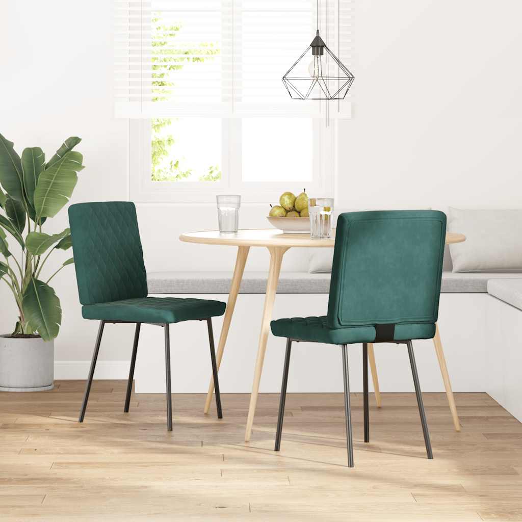 vidaXL Scaune de sufragerie, 2 buc., verde închis, catifea vidaXL Scaune de sufragerie, 2 buc., verde închis, catifea