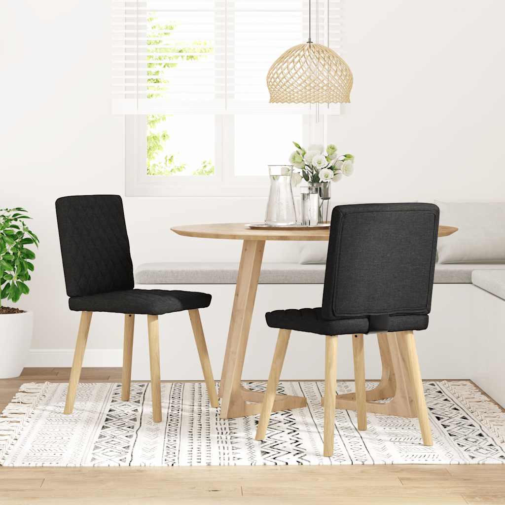 vidaXL Scaune de bucătărie, 2 buc. negru, textil vidaXL Scaune de bucătărie, 2 buc. negru, textil