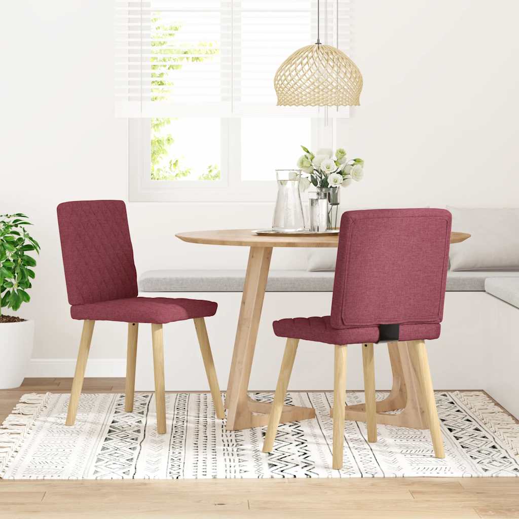 vidaXL Scaune de bucătărie, 2 buc., roșu vin, material textil vidaXL Scaune de bucătărie, 2 buc., roșu vin, material textil
