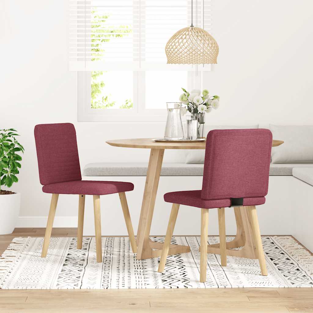 vidaXL Scaune de bucătărie, 2 buc., roșu vin, material textil vidaXL Scaune de bucătărie, 2 buc., roșu vin, material textil