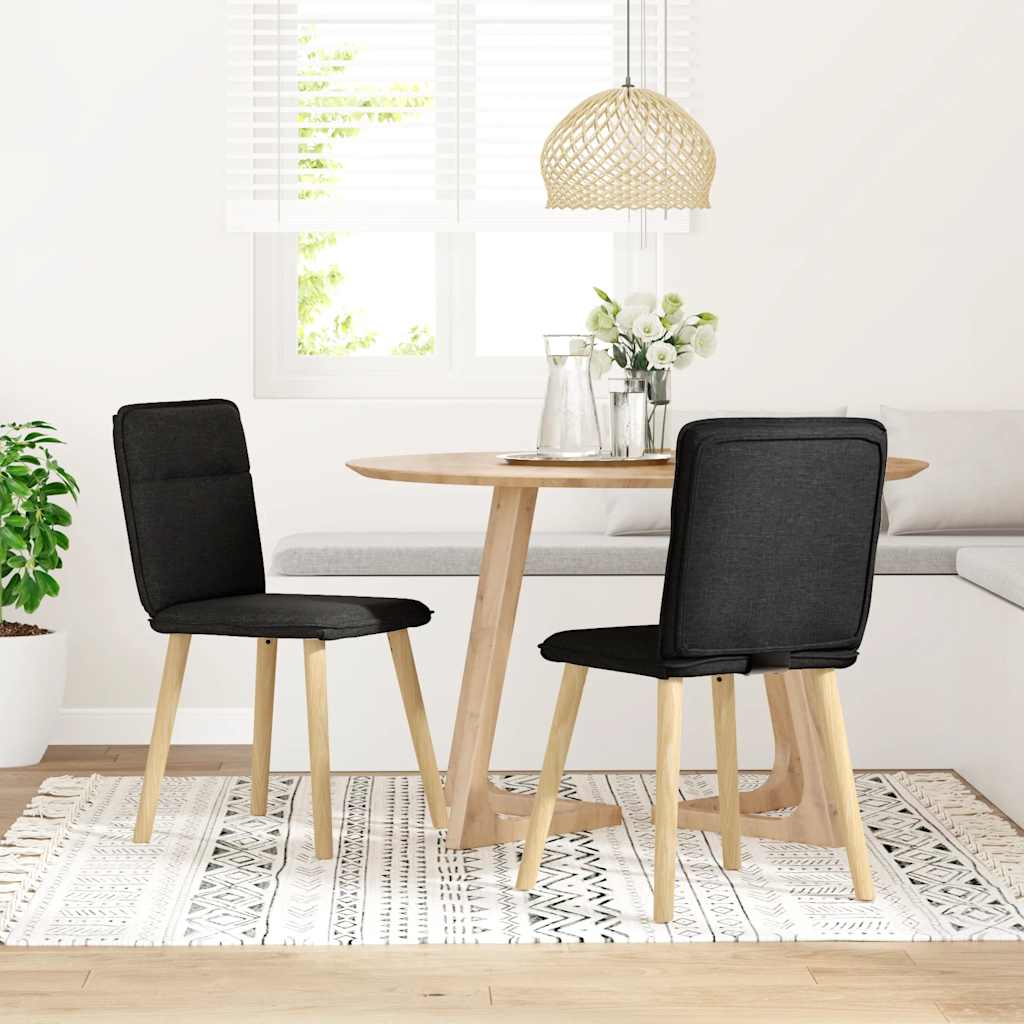 vidaXL Scaune de bucătărie, 2 buc. negru, textil vidaXL Scaune de bucătărie, 2 buc. negru, textil