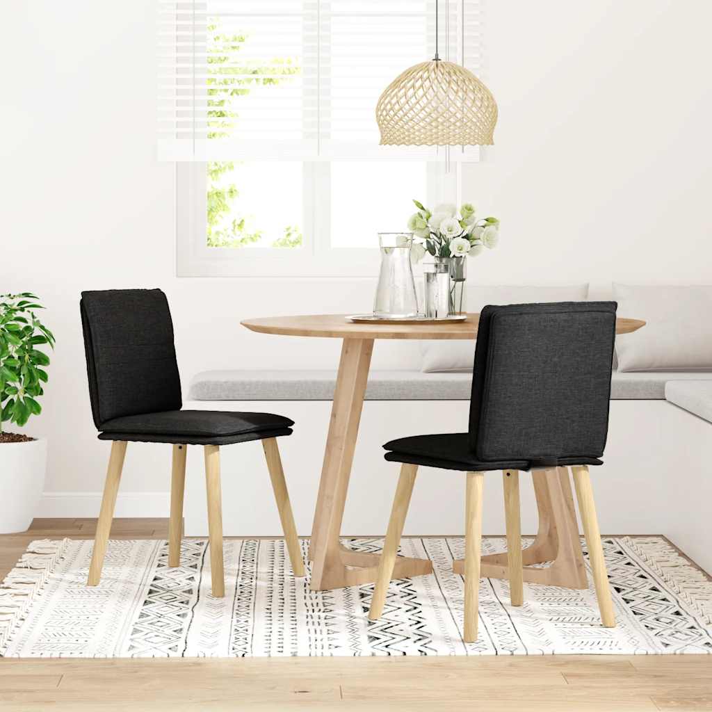 vidaXL Scaune de bucătărie, 2 buc. negru, textil vidaXL Scaune de bucătărie, 2 buc. negru, textil