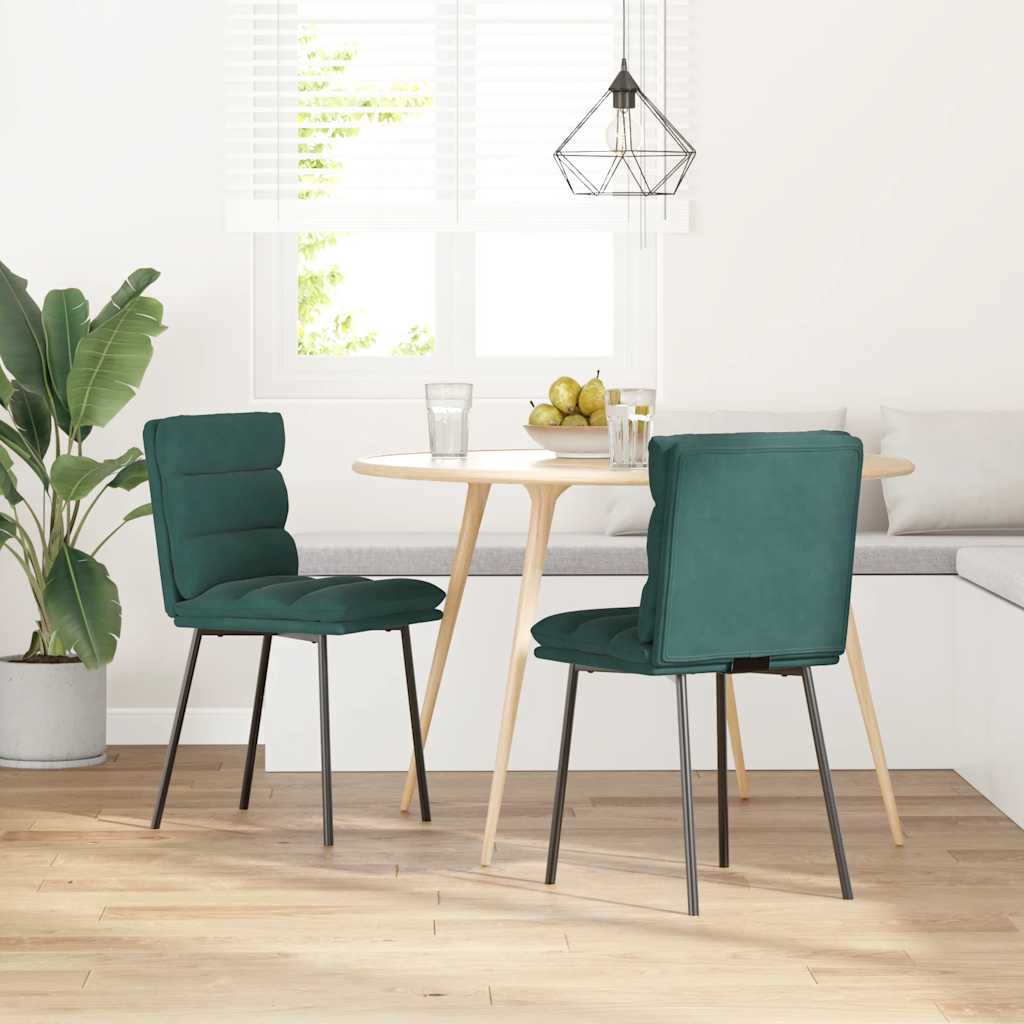vidaXL Scaune de sufragerie, 2 buc., verde închis, catifea vidaXL Scaune de sufragerie, 2 buc., verde închis, catifea