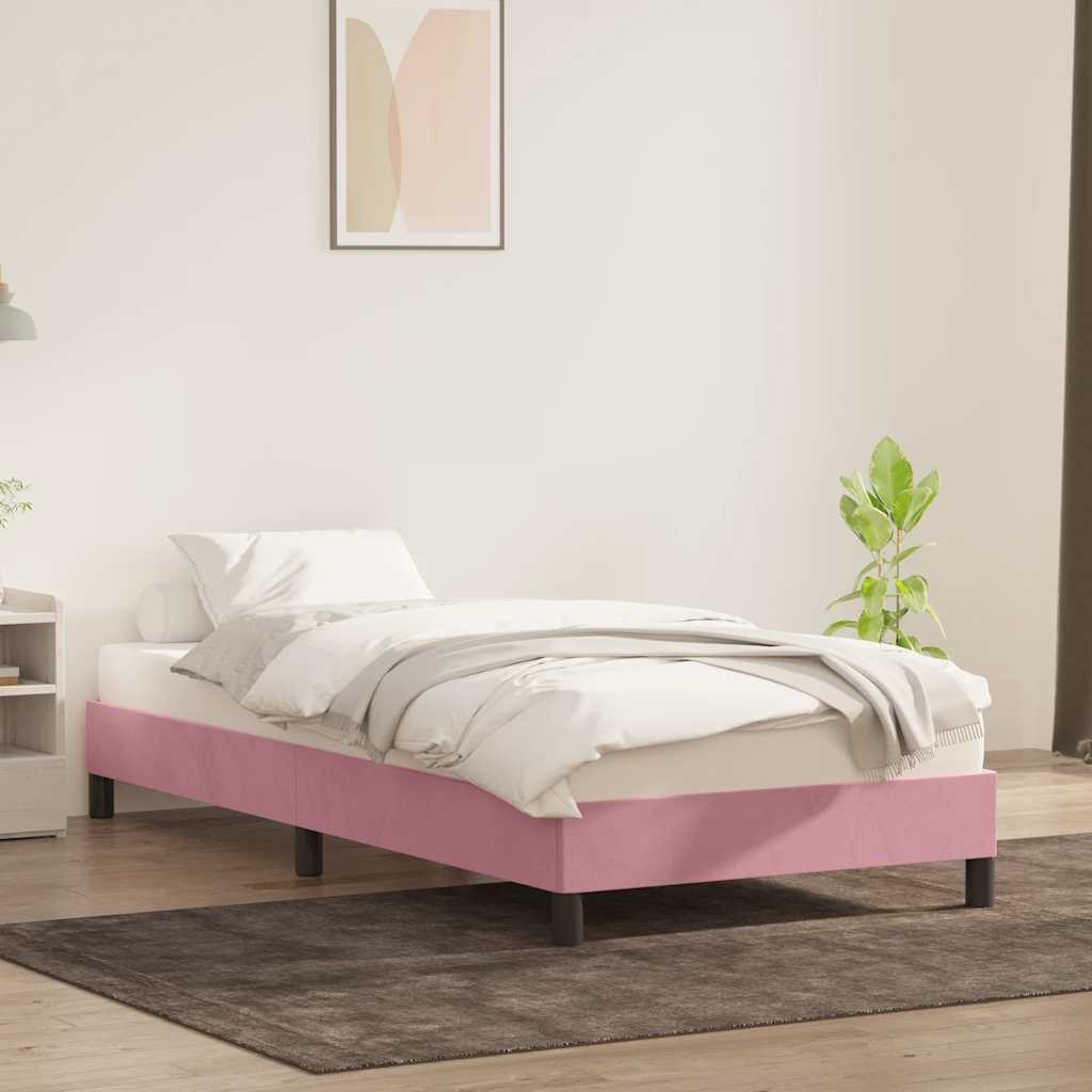 vidaXL Cadru de pat fără saltea roz 90x210 cm catifea vidaXL Cadru de pat fără saltea roz 90x210 cm catifea
