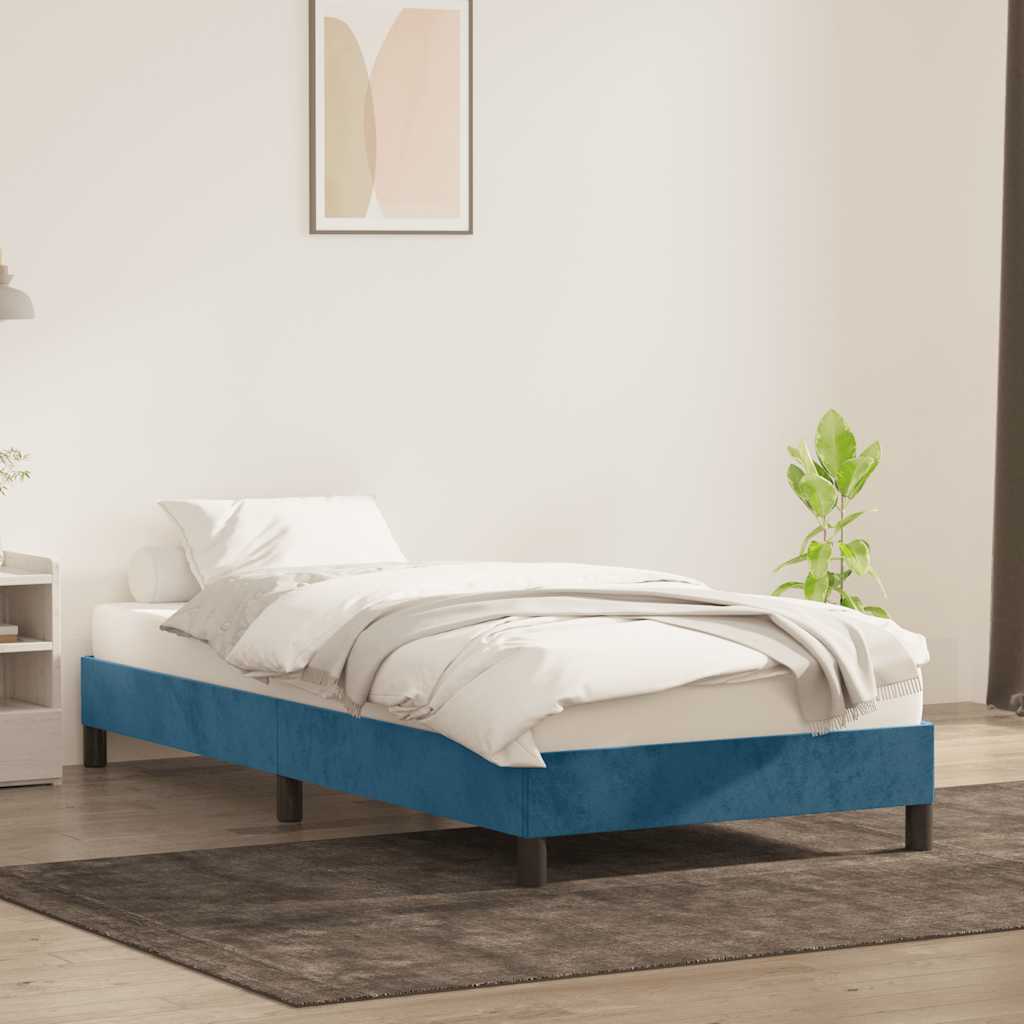vidaXL Cadru de pat fără saltea, albastru închis, 100x210 cm, catifea