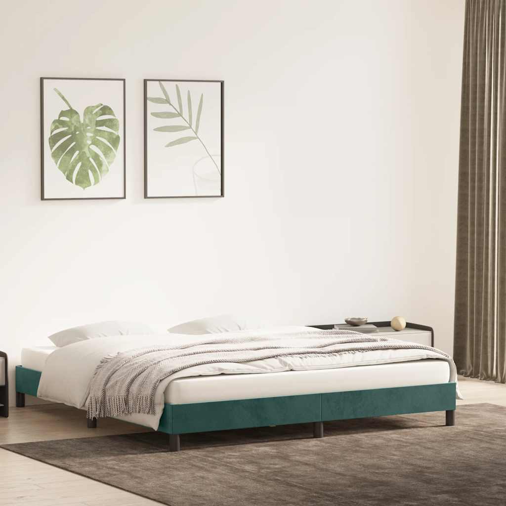 vidaXL Cadru de pat fără saltea, verde închis, 200x210 cm, catifea vidaXL Cadru de pat fără saltea, verde închis, 200x210 cm, catifea