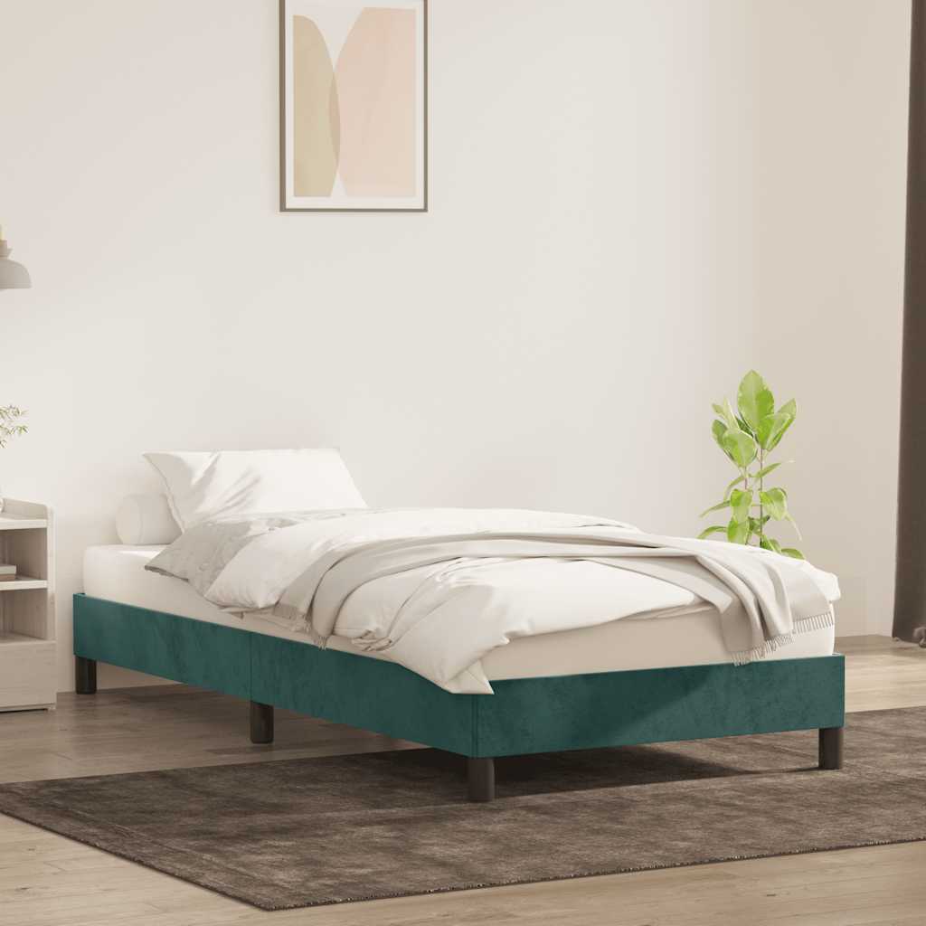 vidaXL Cadru de pat fără saltea, verde închis, 80x220 cm, catifea vidaXL Cadru de pat fără saltea, verde închis, 80x220 cm, catifea