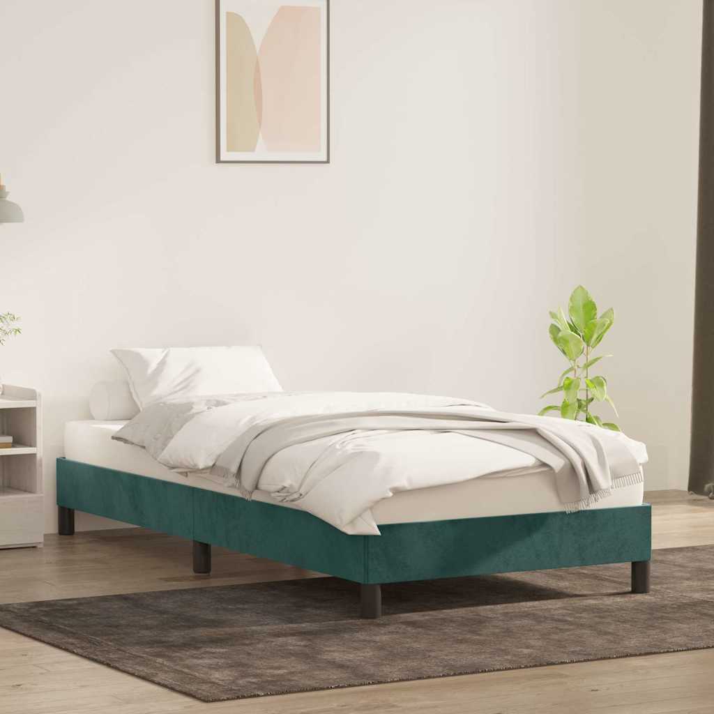 vidaXL Cadru de pat fără saltea verde închis 90x220 cm catifea vidaXL Cadru de pat fără saltea verde închis 90x220 cm catifea