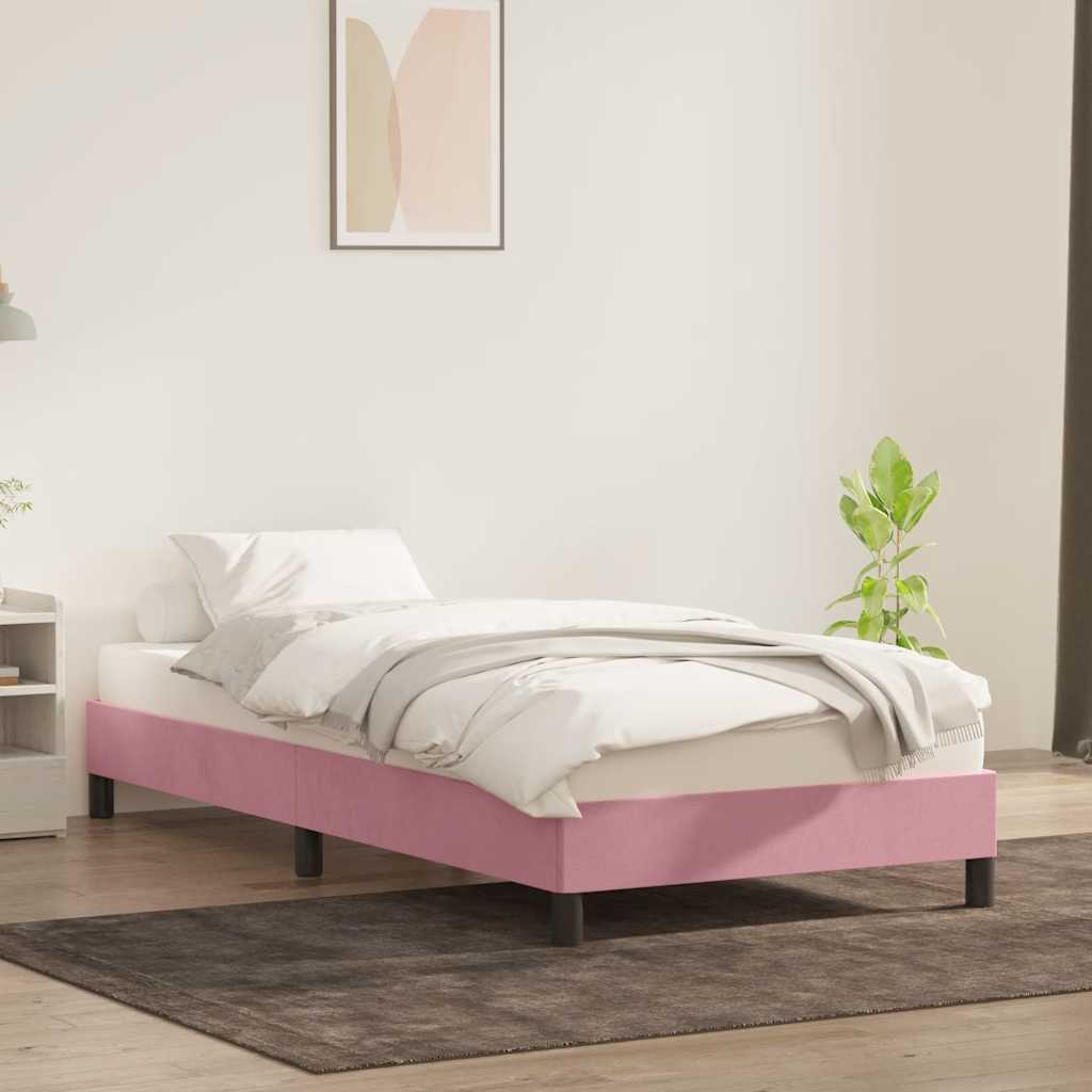 vidaXL Cadru de pat fără saltea roz 90x220 cm catifea vidaXL Cadru de pat fără saltea roz 90x220 cm catifea