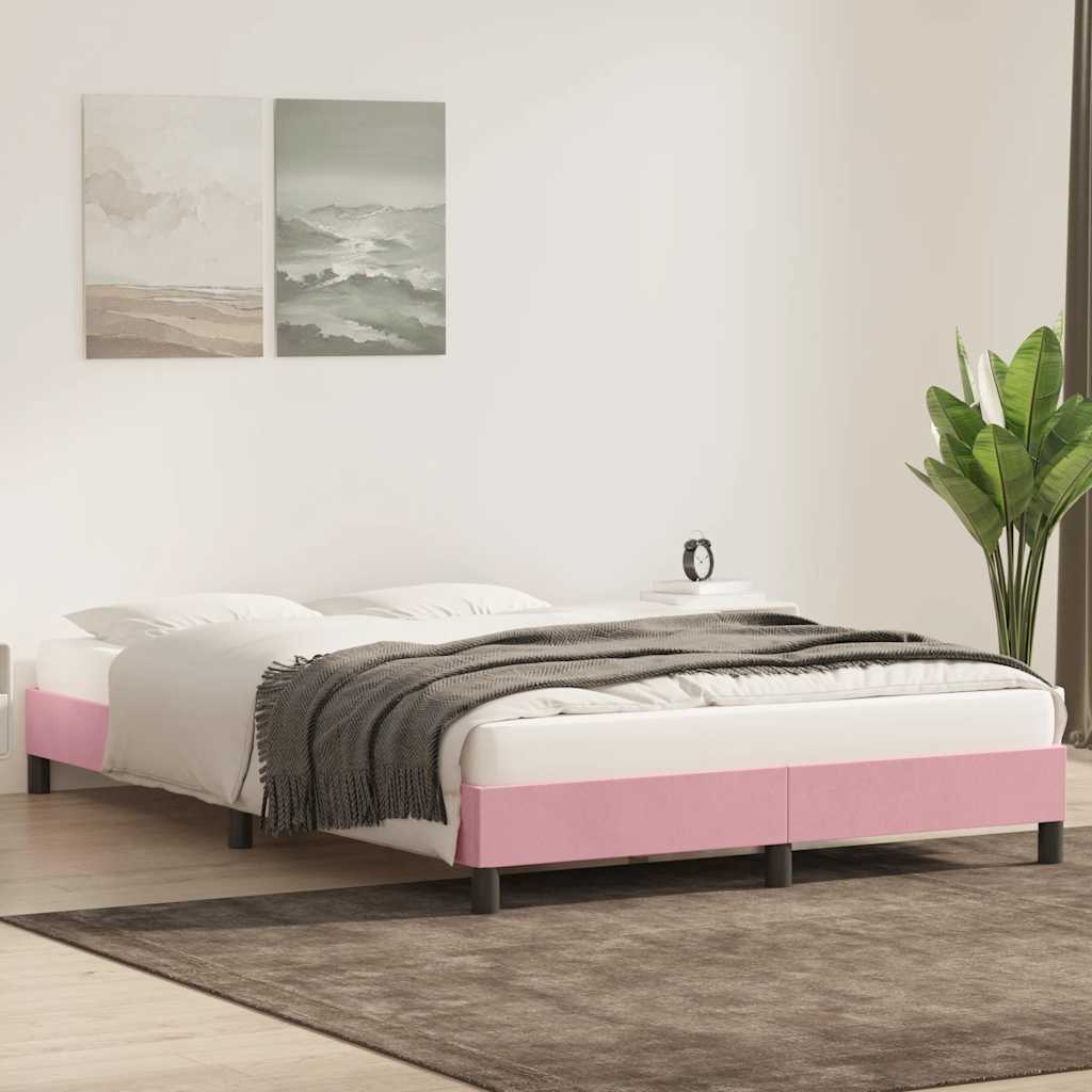 vidaXL Cadru de pat fără saltea roz 140x220 cm catifea vidaXL Cadru de pat fără saltea roz 140x220 cm catifea