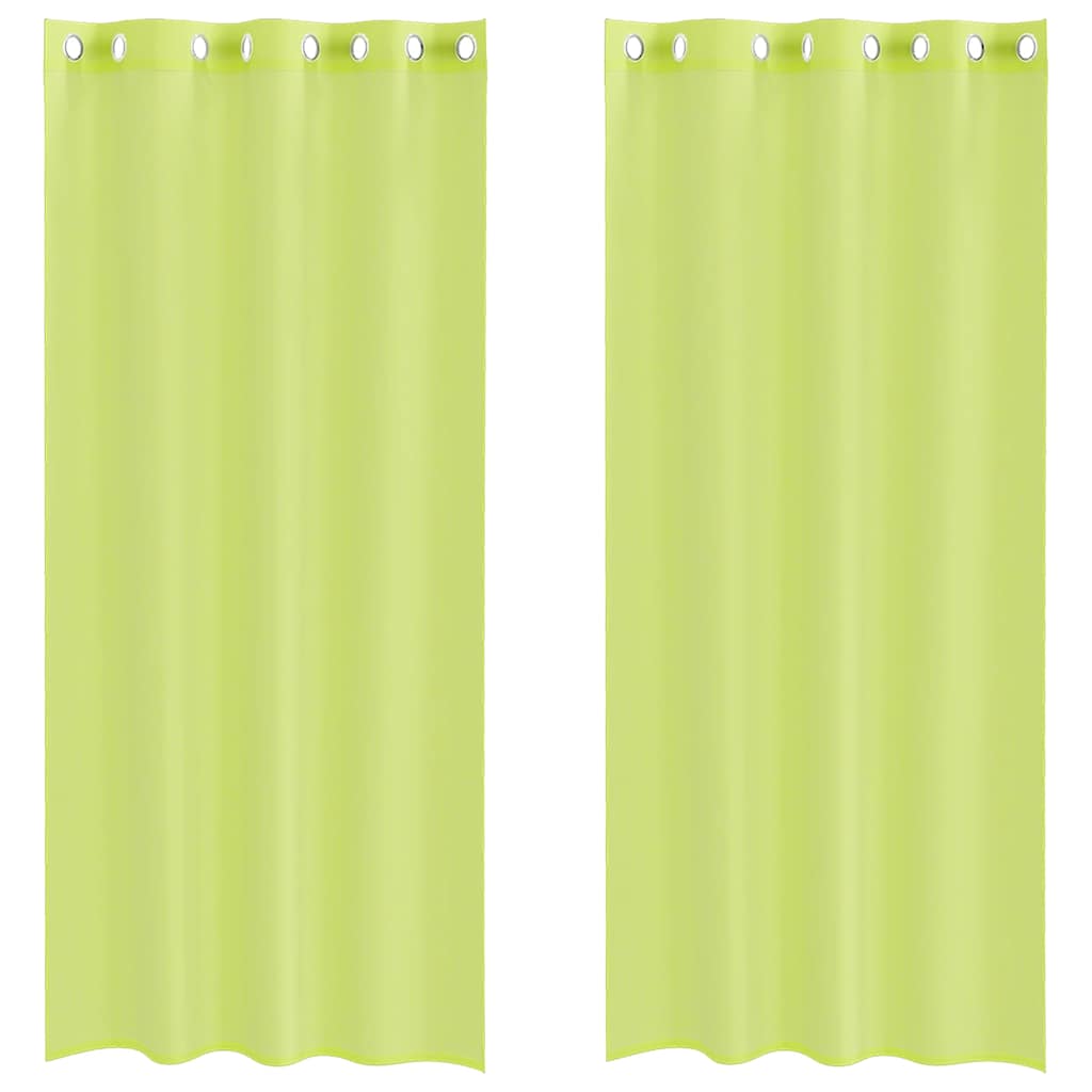 vidaXL Perdele Voile cu Oelii 2 buc Verde măr 140x245 cm vidaXL Perdele Voile cu Oelii 2 buc Verde măr 140x245 cm