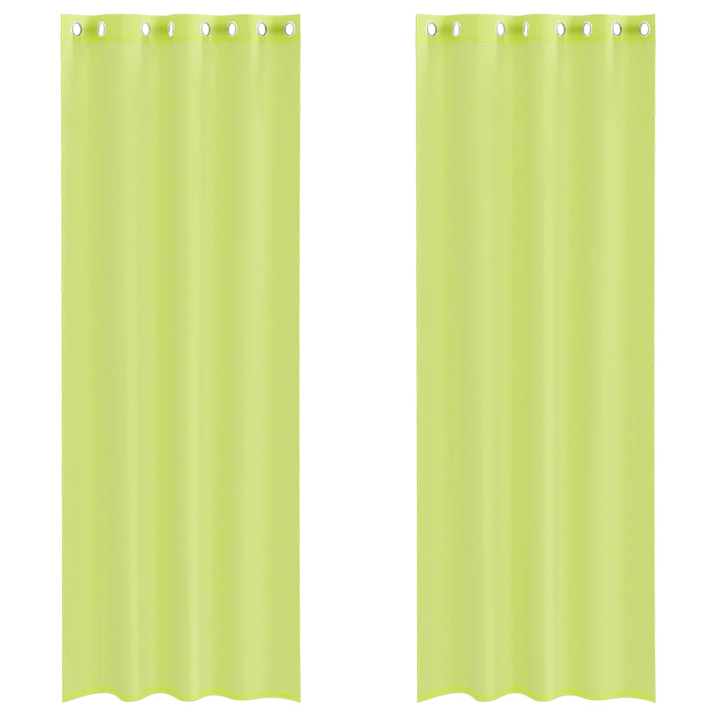 vidaXL Perdele Voile cu Oelii 2 buc Verde măr 140x260 cm vidaXL Perdele Voile cu Oelii 2 buc Verde măr 140x260 cm