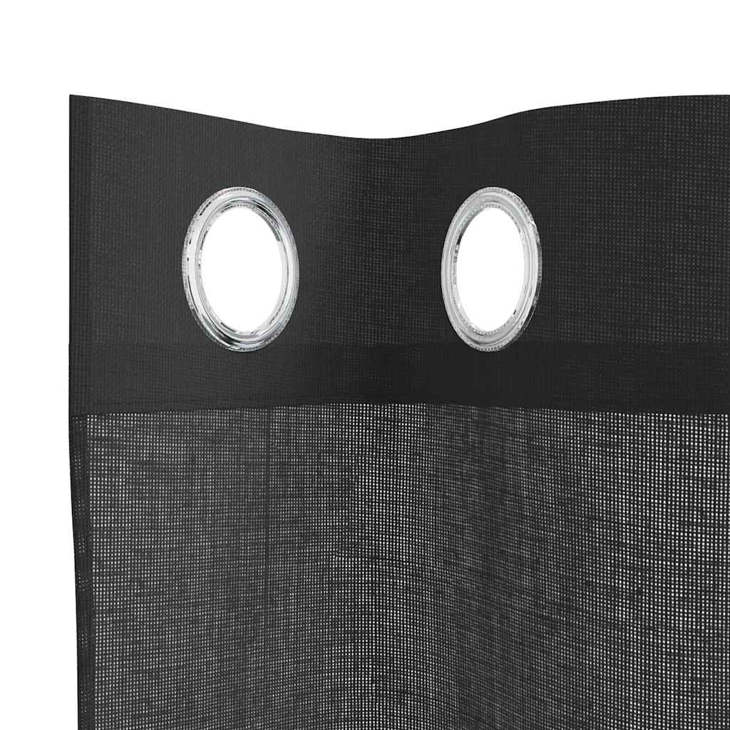 vidaXL Perdele Voile cu Oeje 2 buc Negru 140x140 cm vidaXL Perdele Voile cu Oeje 2 buc Negru 140x140 cm