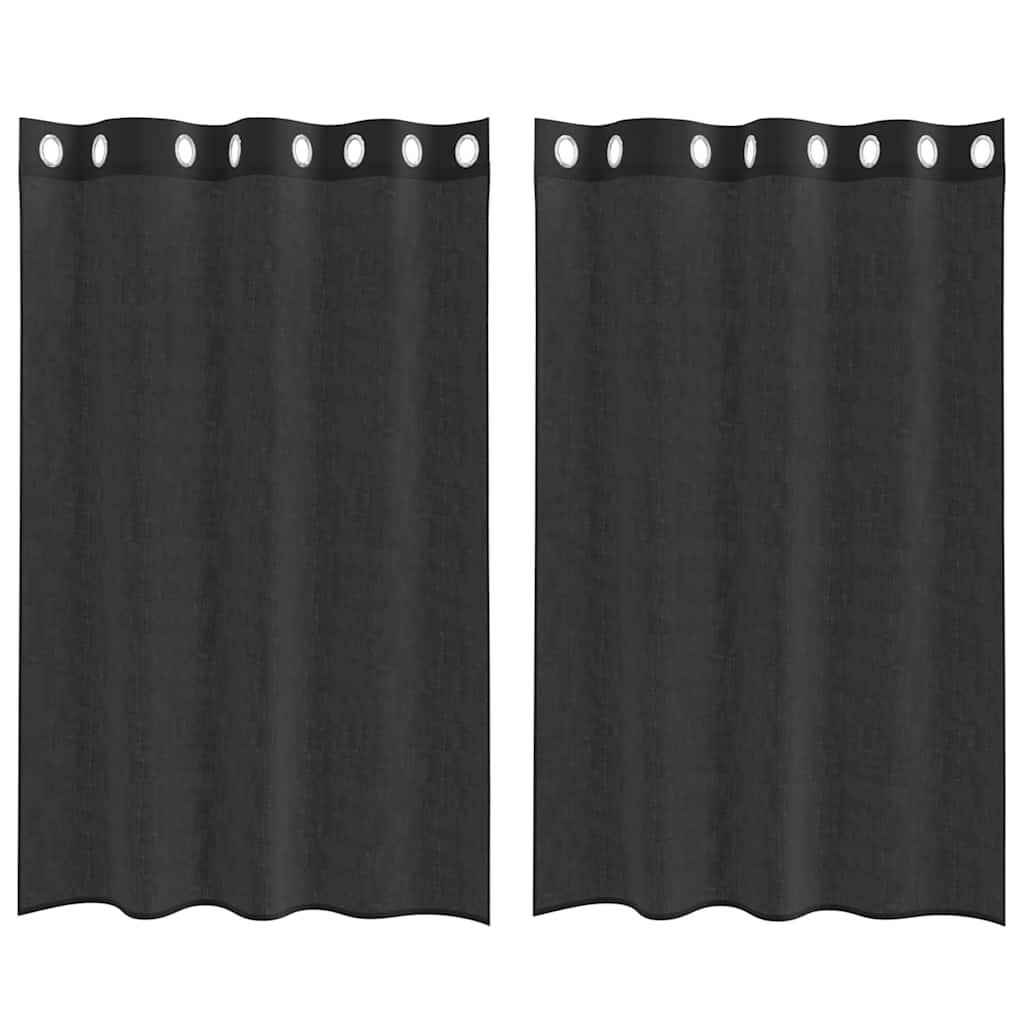 vidaXL Perdele Voile cu Oeli 2 buc Negru 140x175 cm vidaXL Perdele Voile cu Oeli 2 buc Negru 140x175 cm