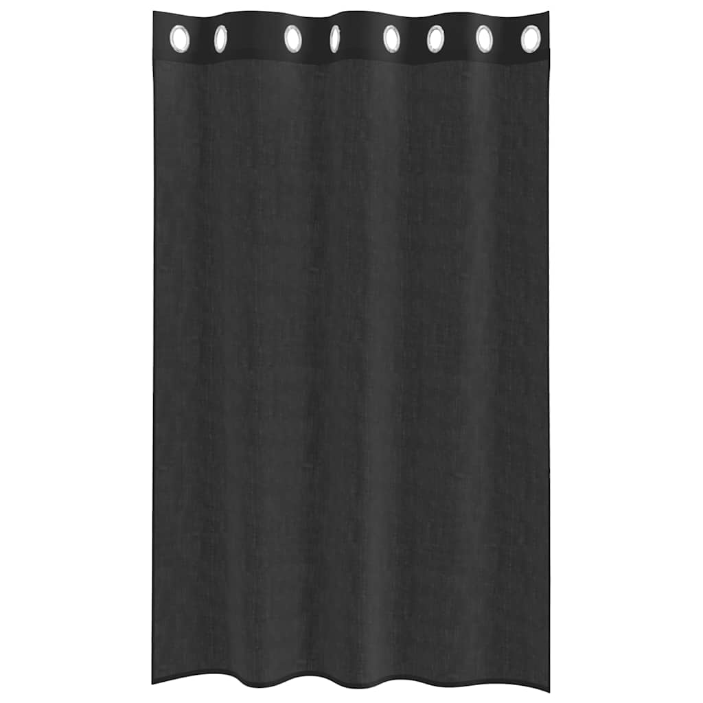 vidaXL Perdele Voile cu Oeli 2 buc Negru 140x175 cm vidaXL Perdele Voile cu Oeli 2 buc Negru 140x175 cm