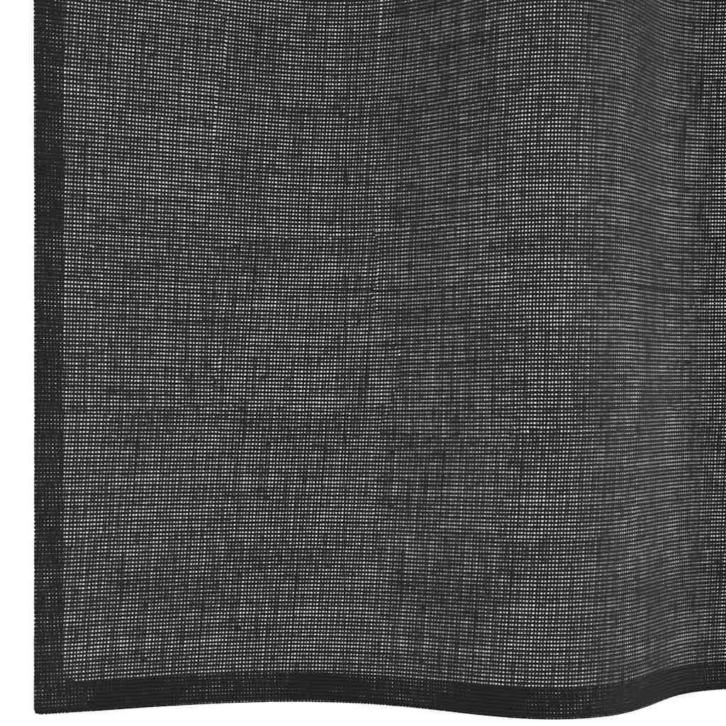 vidaXL Perdele Voile cu Oeli 2 buc Negru 140x225 cm