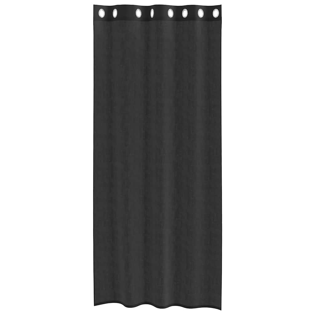 vidaXL Perdele Voile cu Oeli 2 buc Negru 140x245 cm