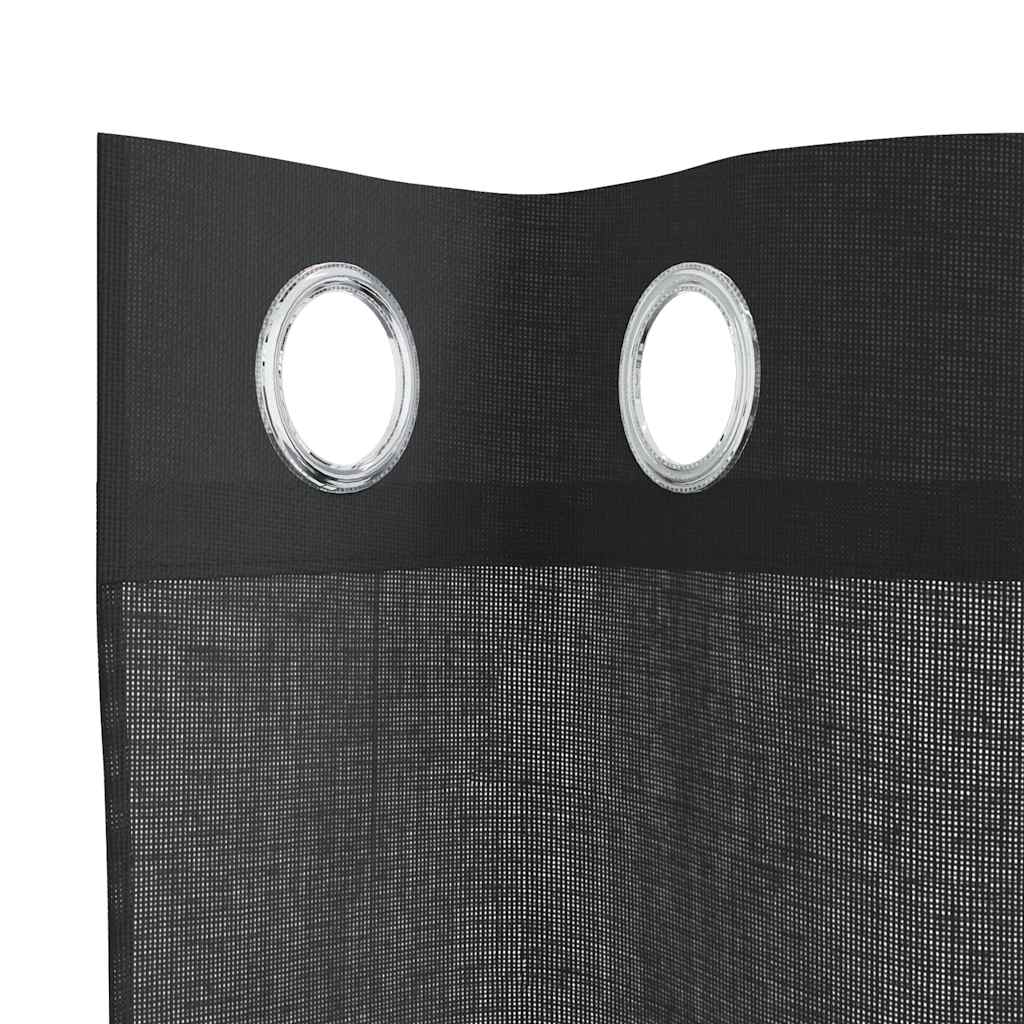 vidaXL Perdele Voile cu Oeli 2 buc Negru 140x245 cm