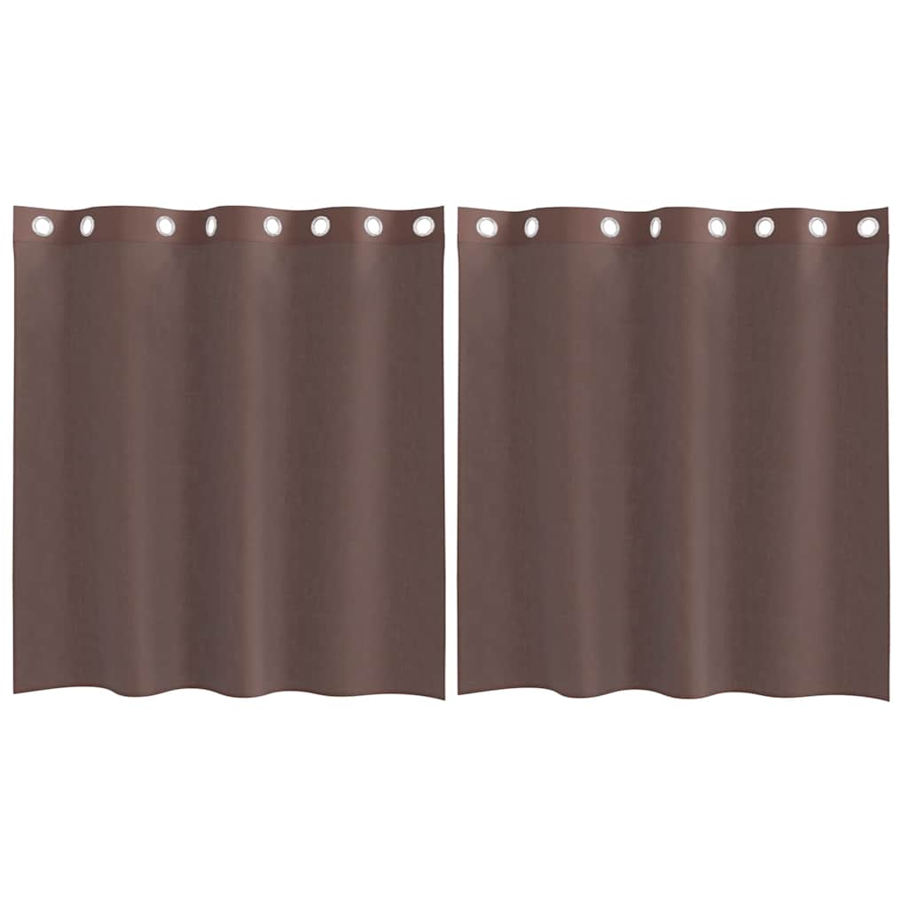 vidaXL Perdele Voile cu Oelii 2 buc Maro 140x140 cm
