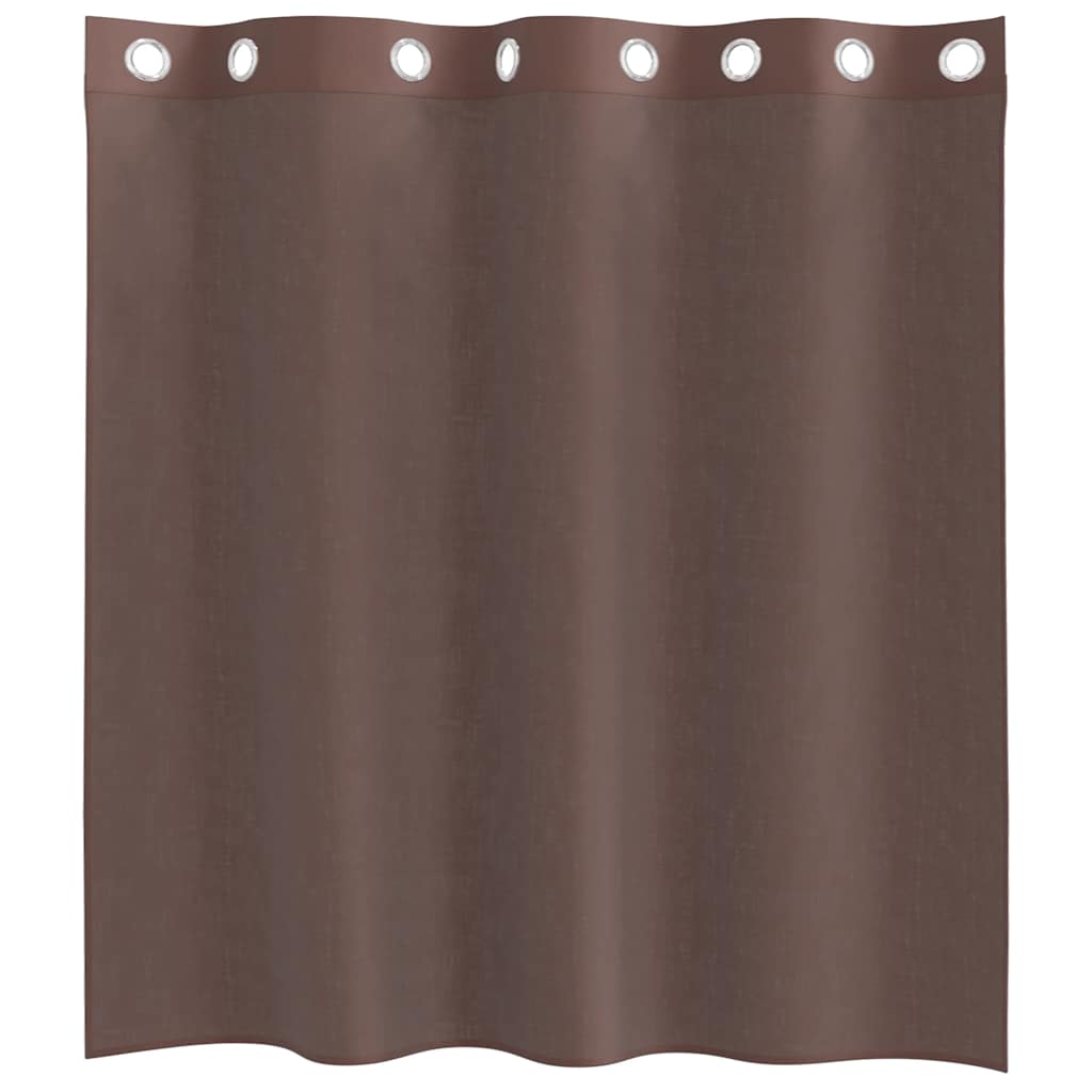 vidaXL Perdele Voile cu Oelii 2 buc Maro 140x140 cm