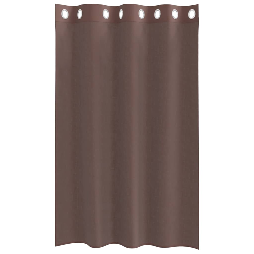 vidaXL Perdele Voile cu Oelii 2 buc Maro 140x175 cm