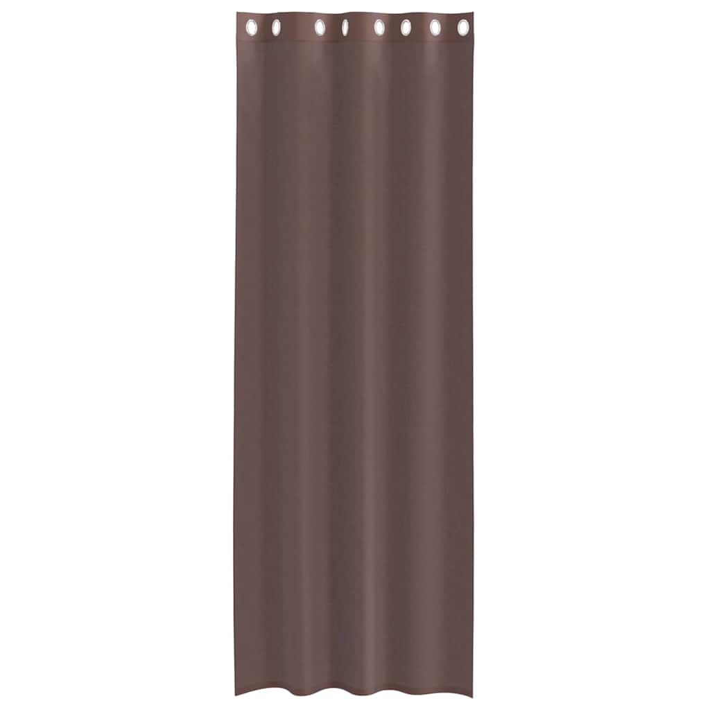 vidaXL Perdele Voile cu Oelii 2 buc Maro 140x260 cm