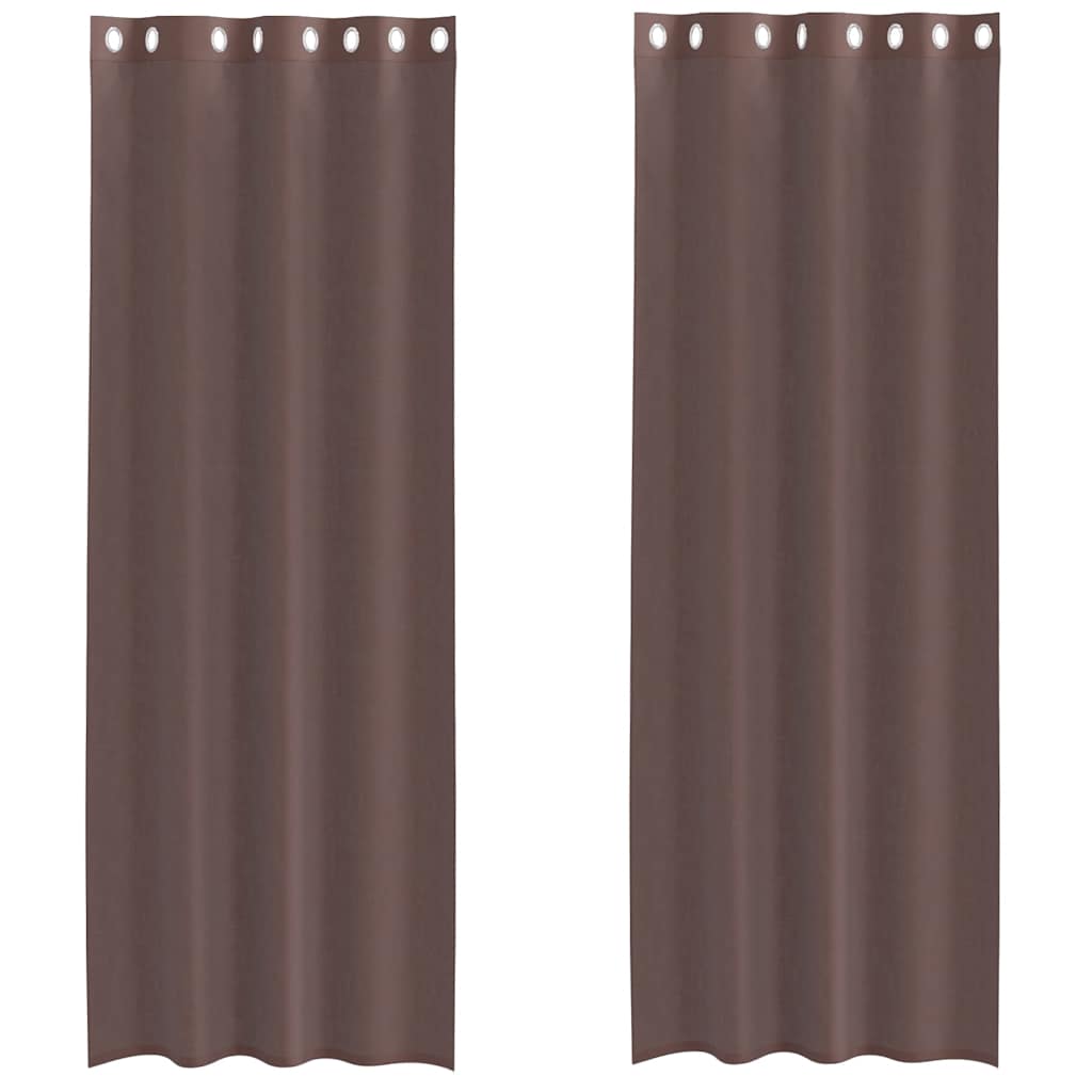 vidaXL Perdele Voile cu Oelii 2 buc Maro 140x300 cm