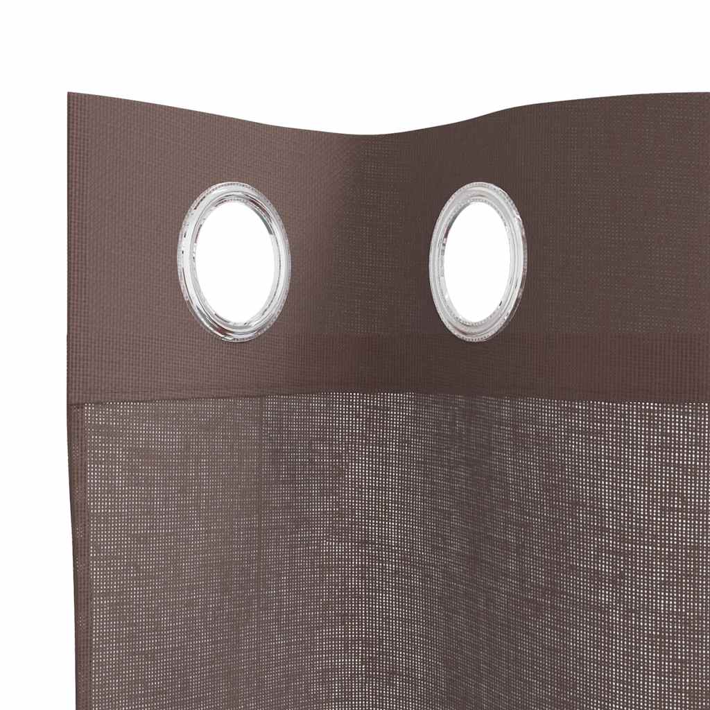 vidaXL Perdele Voile cu Oelii 2 buc Maro 140x300 cm