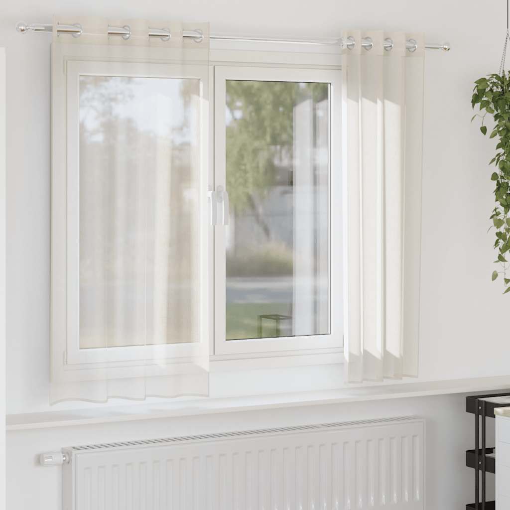vidaXL Perdele Voile cu Oelii 2 buc Crem 140x175 cm vidaXL Perdele Voile cu Oelii 2 buc Crem 140x175 cm