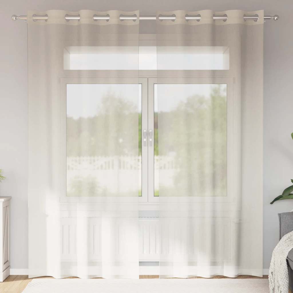 vidaXL Perdele Voile cu Oelii 2 buc Crem 140x225 cm vidaXL Perdele Voile cu Oelii 2 buc Crem 140x225 cm