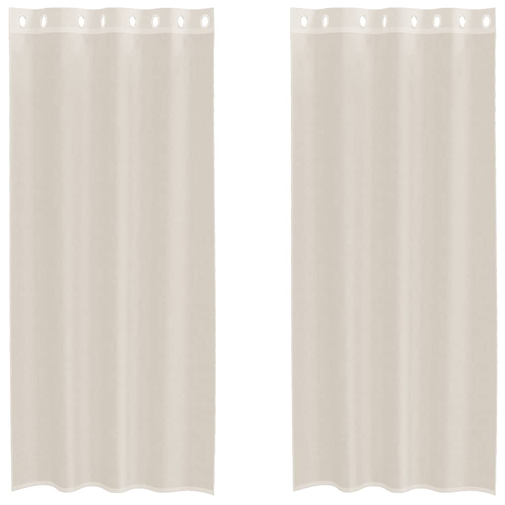 vidaXL Perdele Voile cu Oeli 2 buc Crem 140x245 cm