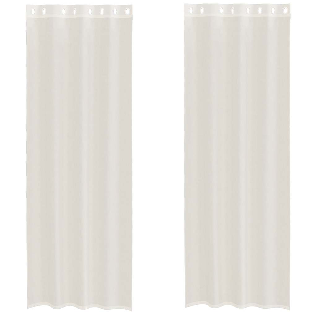 vidaXL Perdele Voile cu Oelii 2 buc Crem 140x260 cm