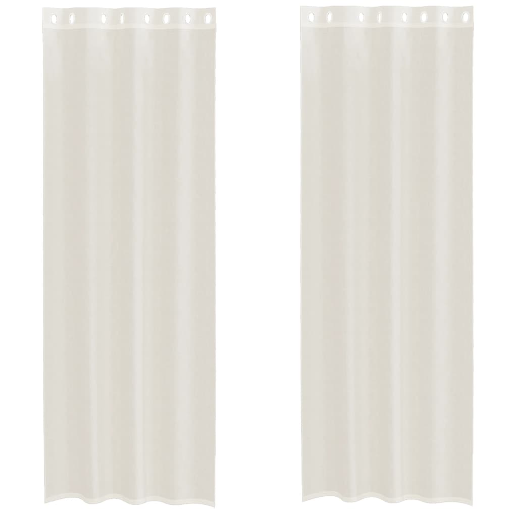 vidaXL Perdele Voile cu Oelii 2 buc Crem 140x300 cm