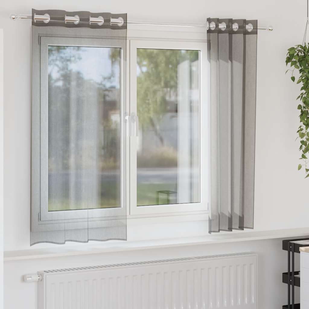 vidaXL Perdele voal cu oeje 2 buc Gri închis 140x175 cm vidaXL Perdele voal cu oeje 2 buc Gri închis 140x175 cm