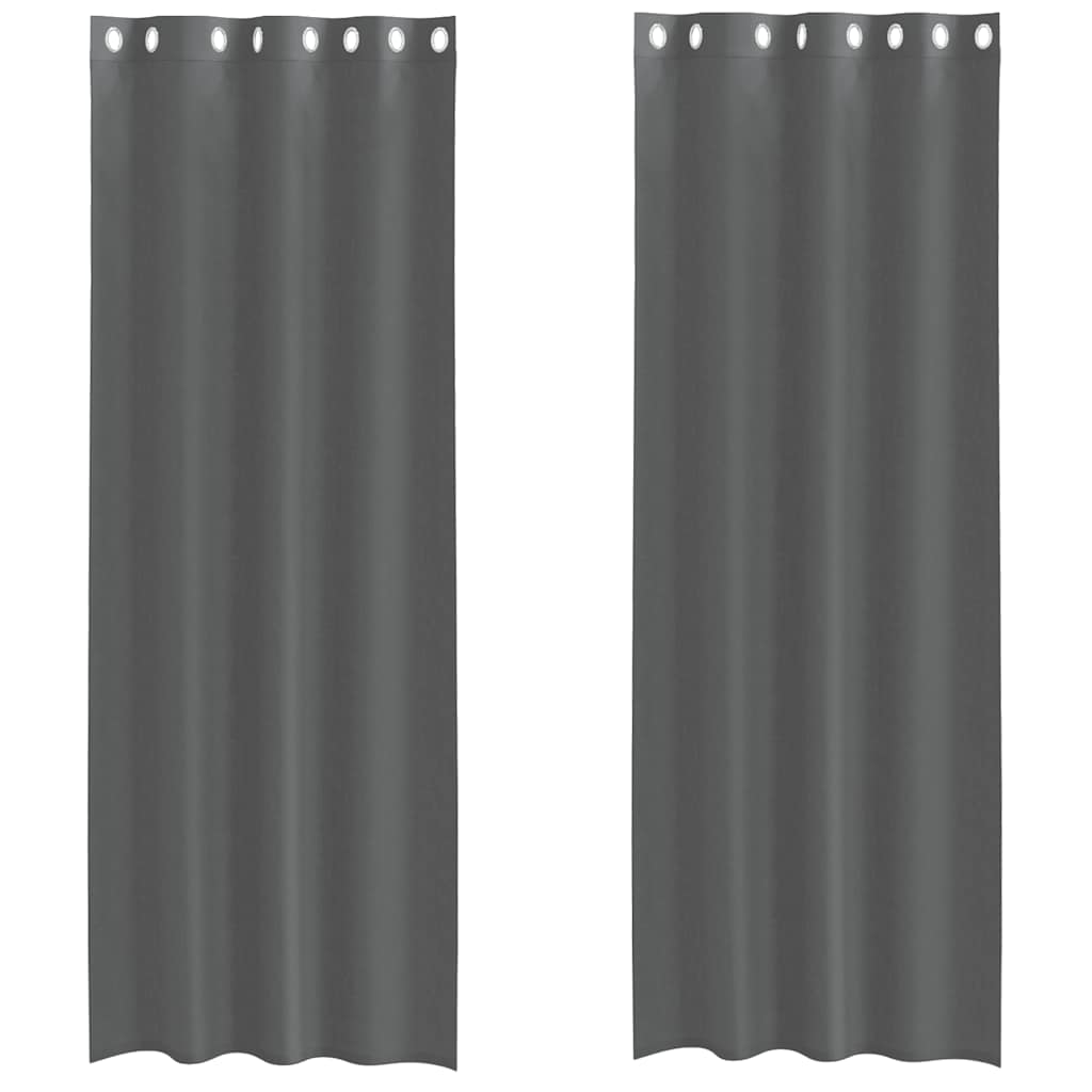 vidaXL Perdele Voile cu Oelii 2 buc Gri Inchis 140x300 cm