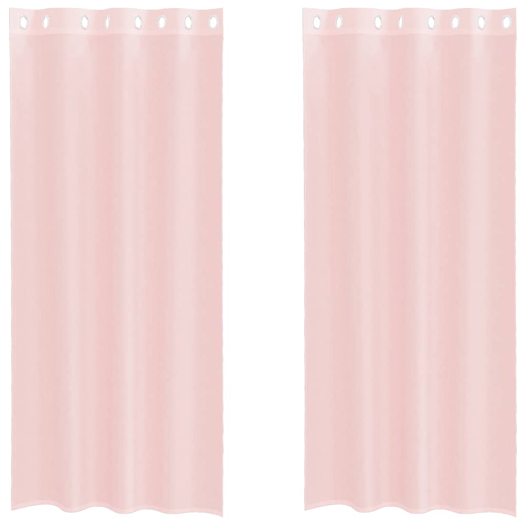 vidaXL Perdele Voile cu Oelii 2 buc Roz deschis 140x225 cm vidaXL Perdele Voile cu Oelii 2 buc Roz deschis 140x225 cm