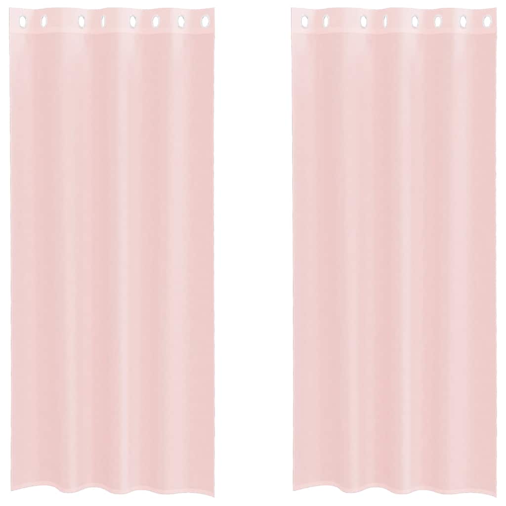 vidaXL Perdele Voile cu Oelii 2 buc Roz deschis 140x245 cm vidaXL Perdele Voile cu Oelii 2 buc Roz deschis 140x245 cm