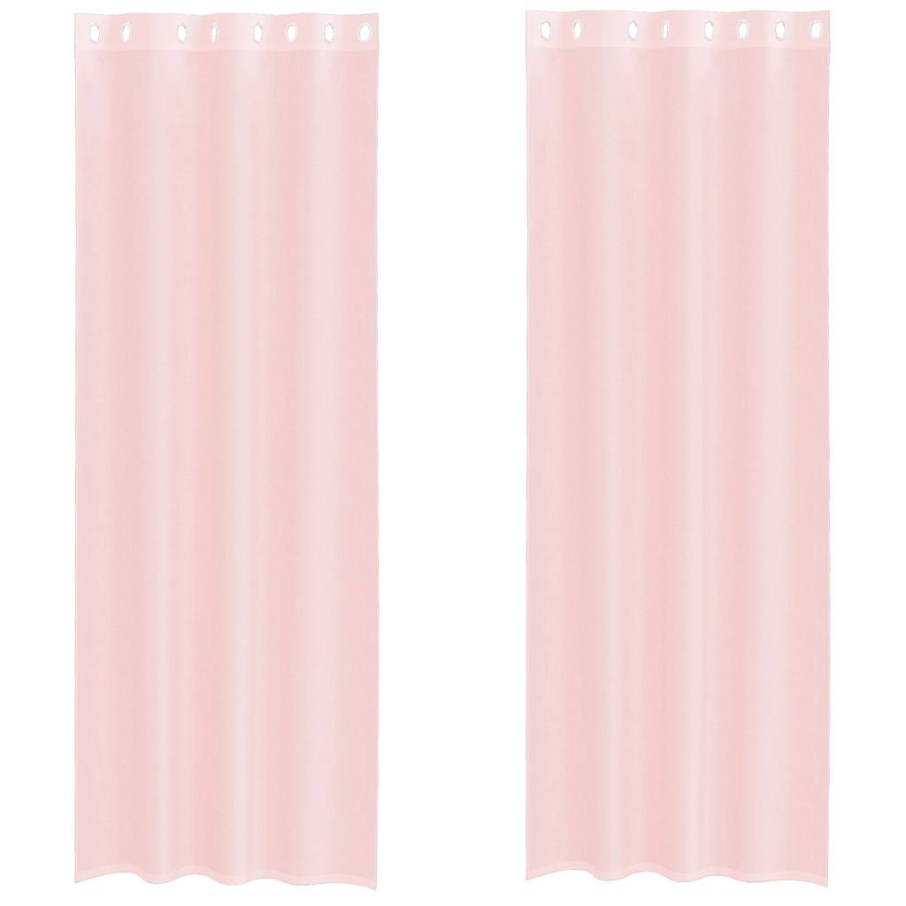 vidaXL Perdele Voile cu Oelii 2 buc Roz deschis 140x260 cm vidaXL Perdele Voile cu Oelii 2 buc Roz deschis 140x260 cm