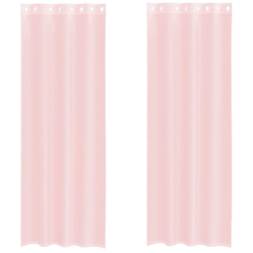 vidaXL Perdele Voile cu Oelii 2 buc Roz deschis 140x300 cm vidaXL Perdele Voile cu Oelii 2 buc Roz deschis 140x300 cm