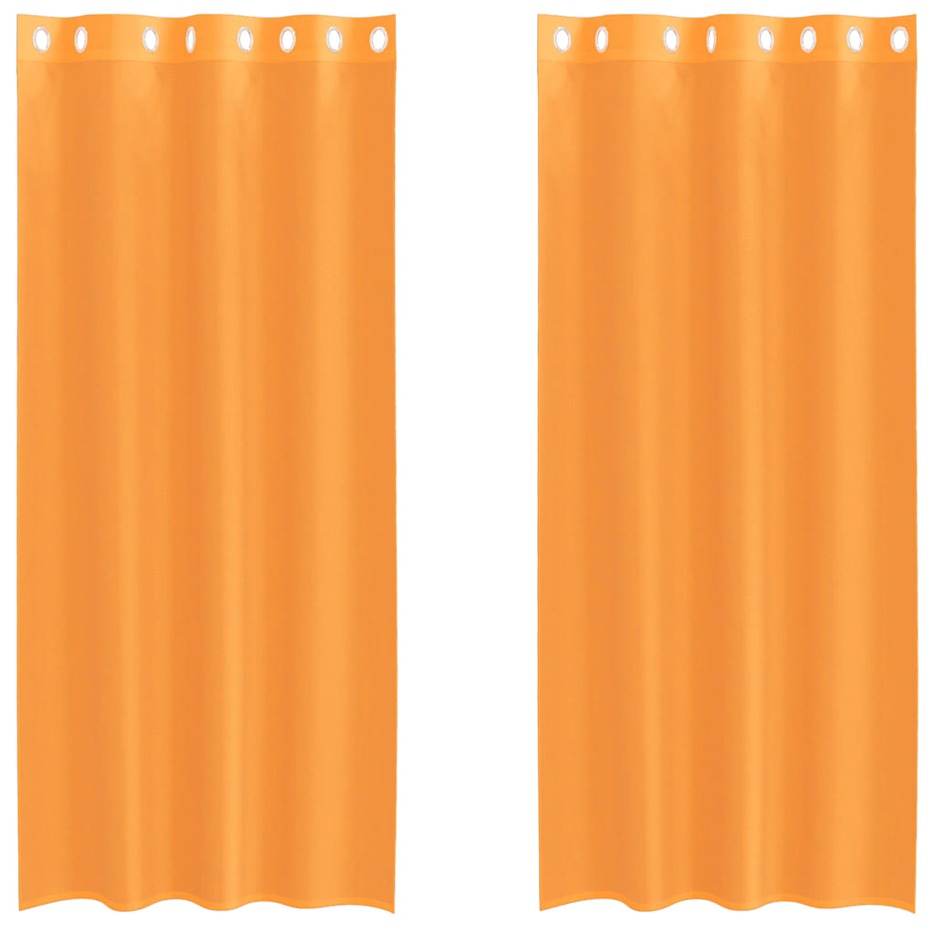 vidaXL Perdele Voile cu Oelii 2 buc Portocaliu 140x245 cm vidaXL Perdele Voile cu Oelii 2 buc Portocaliu 140x245 cm